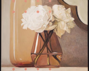 12 Pink Dots Still Life 30x30 inch Oil Bo Kravchenko