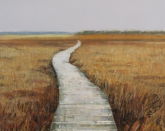 Wooden path through the swamp 48x42 inch