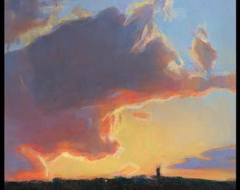Sunset 2, Oil Framed