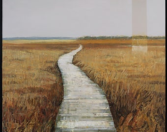 Wooden path through the swamp