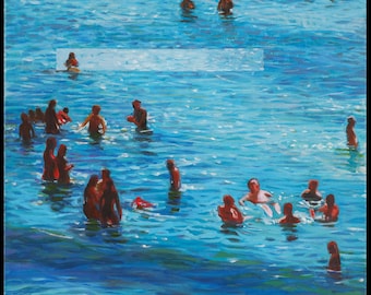 Crowded Surface Oil Painting Framed