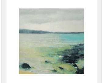 Turquoise Shallow Water 10x10 in Art Print on Paper by Bo Kravchenko