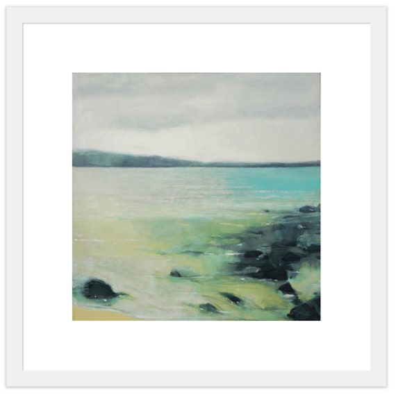 Turquoise Shallow Water 10x10 in Art Print on Paper by Bo Kravchenko