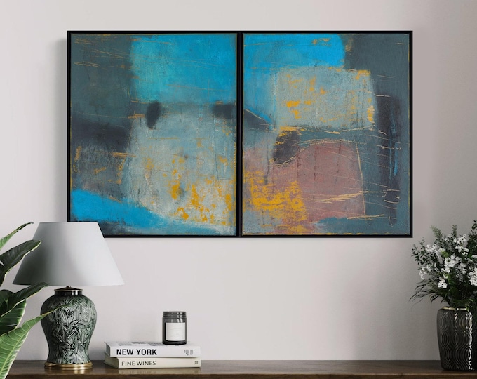 Featured listing image: Ash-bluish Abstract Diptych Acrylic