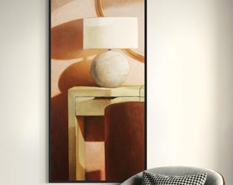 Pink Wall Shadows  Framed 48x24 inch