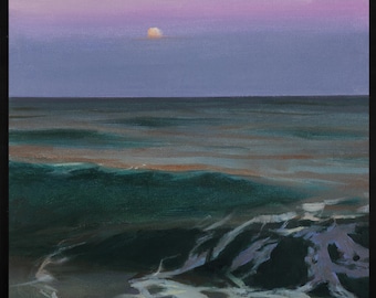 Purple ocean, Oil Framed