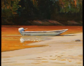 Golden journey on the lake 61x51 cm Oil Framed