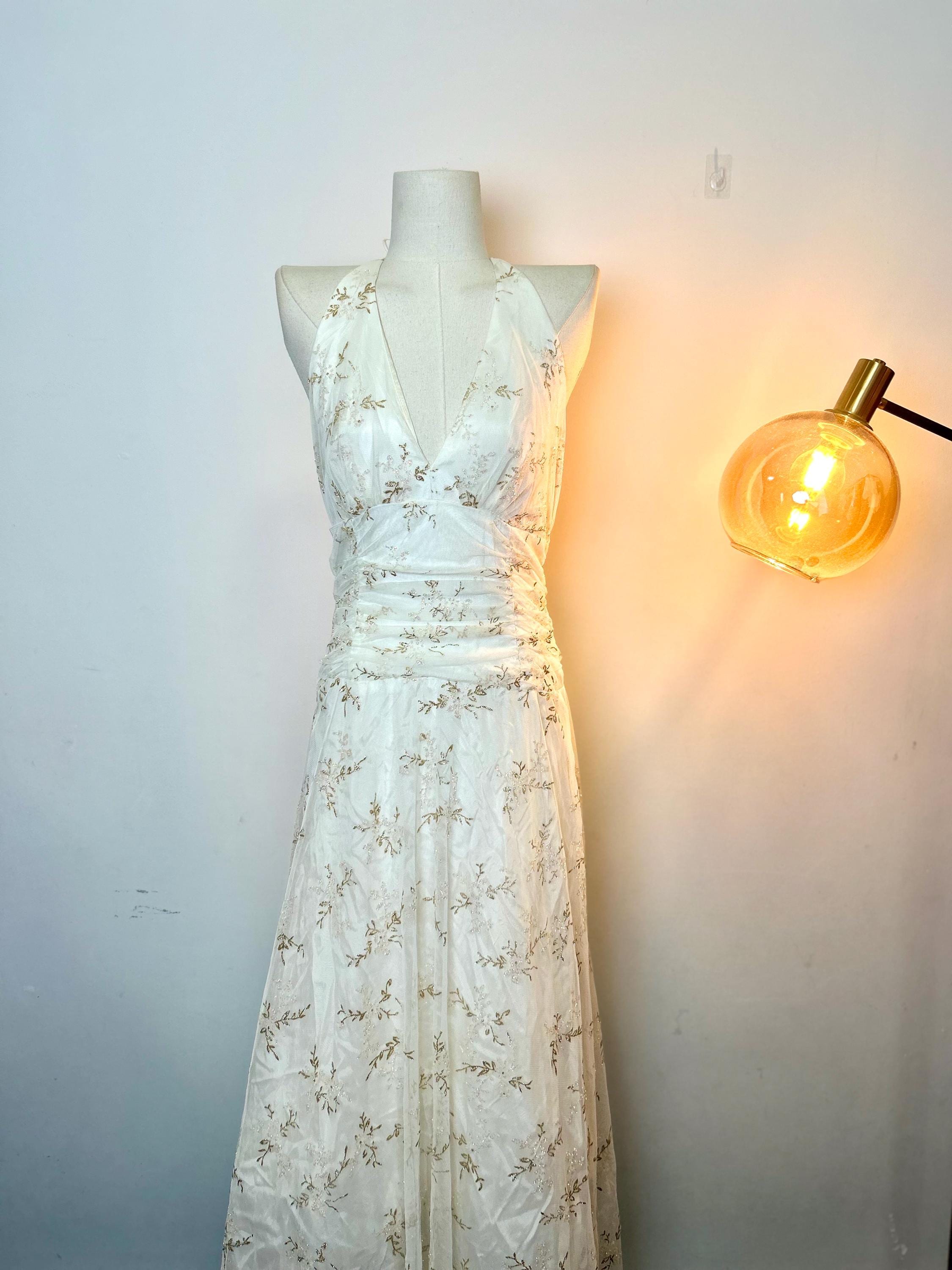 90s formal blondie nites dress by linda bernell Vintage white glitter Sale: BFCM Selected 2025 vintage 90s prom dress Size:US 2