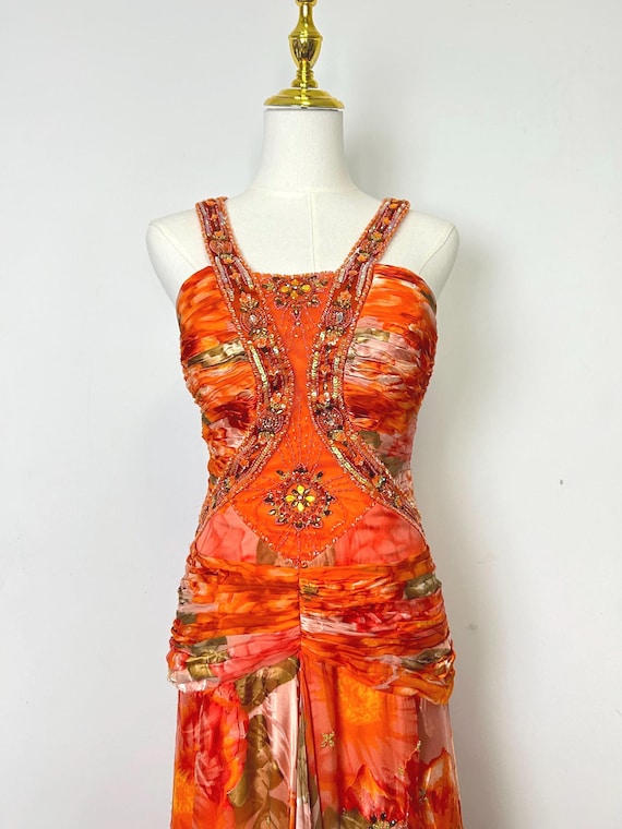 orange cute dress Vietta Sequin Cami Micro Mini Dress