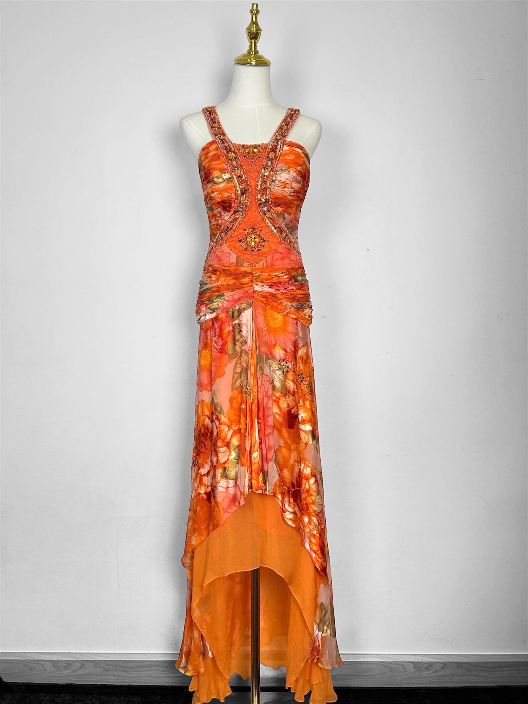 sue wong orange dress This 90s Sue Wong fairy princess dress just came in and has been getting *a lot* of attention at the shop A bias cut (!) beaded (!!) silk chiffon (!!) SHOW STOPPER
