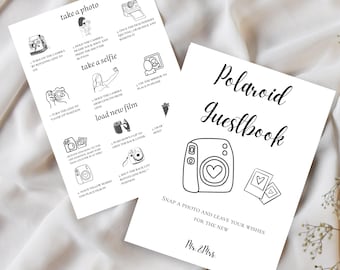 Instax Photo Guestbook Sign Template minimalist wedding printable Editable Canva Instant Download