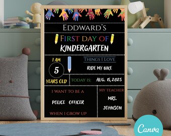 Erster Schultag Schild Vorlage Tafel Bearbeitbare Canva Sofortiger Download
