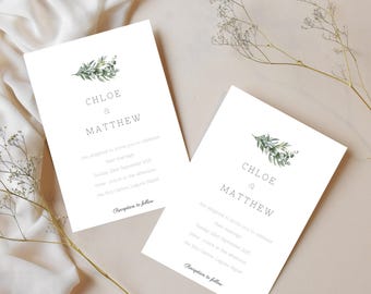 Wedding Invitation Suite Minimalist Black and White 5x7 Canva Editable Printable PDF Digital File