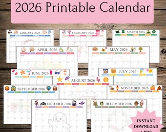 Calendario de acuarela 2025 para niños, planificador de educación en casa en PDF, imprimible mensual, organizador de aula, conjunto de páginas de programación educativa (formatpack)