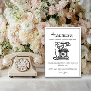 Telephone Guestbook Sign Template, Wedding Guestbook Alternative, Wedding Audio Guestbook, Phone Message Guestbook Sign, Voicemail Guestbook