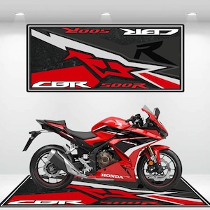 Honda Style CBR 500R Garage Mat - Personalized Rug Motorcycle Floor Bottom Pit Mat