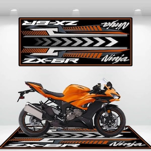 Kawasaki Style Ninja ZX-6R Motorcycle Mat  Personalized Rug Motorcycle Floor Bottom