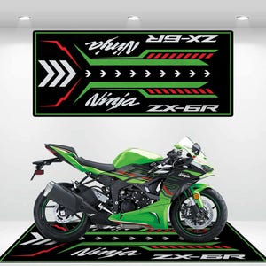 Kawasaki Style Ninja ZX-6R Motorcycle Mat Personalized Rug Motorcycle Floor Bottom