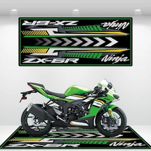 Kawasaki Style Ninja ZX-6R Motorcycle Mat Personalized Rug Motorcycle Floor Bottom