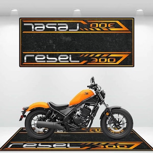 Motorcycle Mat for Honda Rebel 300 - Garage Mat - Personalized Rug