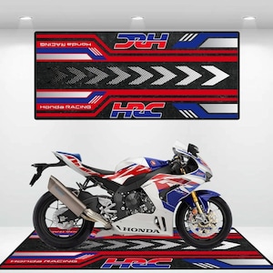 Honda Style HRC -  Garage Mat - Personalized Rug Motorcycle Floor Bottom Pit Mat