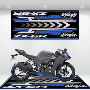 Kawasaki Style Ninja ZX-6R Motorcycle Mat  Personalized Rug Motorcycle Floor Bottom