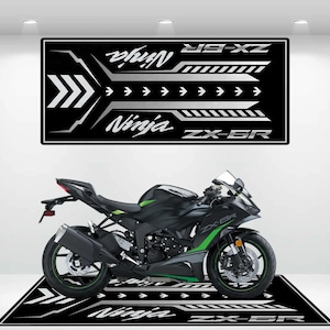 Kawasaki Style Ninja ZX-6R Motorcycle Mat Personalized Rug Motorcycle Floor Bottom