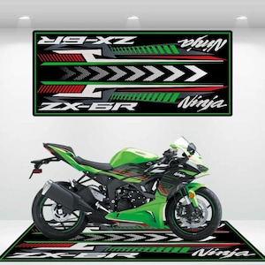 Kawasaki Style Ninja ZX-6R Motorcycle Garage Mat  Personalized Rug Motorcycle Floor Bottom