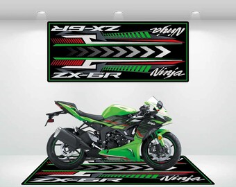 Ninja ZX-6R用ガレージマットデザイン オートバイマット