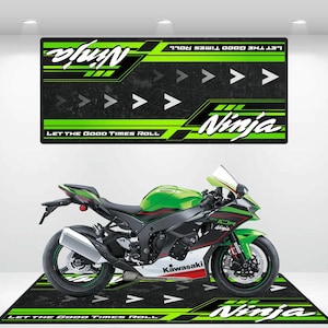 Kawasaki Style Ninja Motorcycle Mat Personalized Rug Motorcycle Floor Bottom