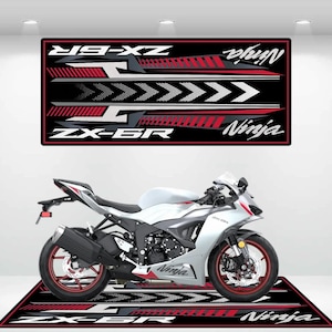 Kawasaki Style Ninja ZX-6R Motorcycle Mat  Personalized Rug Motorcycle Floor Bottom