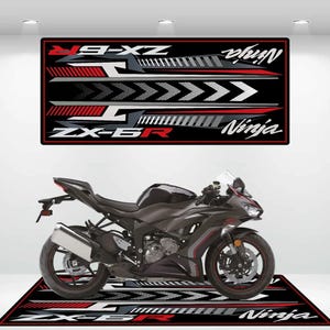 Kawasaki Style Ninja ZX-6R Motorcycle Mat  Personalized Rug Motorcycle Floor Bottom