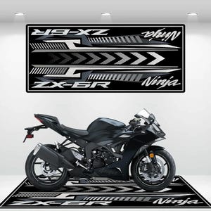 Kawasaki Style Ninja ZX-6R Motorcycle Mat  Personalized Rug Motorcycle Floor Bottom