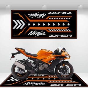 Kawasaki Style Ninja ZX-6R Motorcycle Mat Personalized Rug Motorcycle Floor Bottom