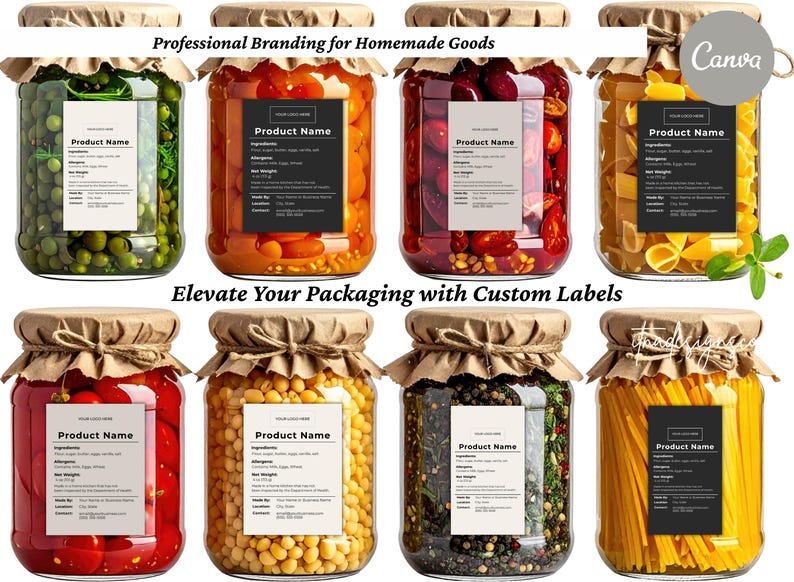 Cottage Food Label Template, Editable Canva Label, Homemade Food Label ...