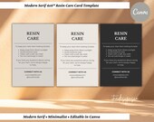 Resin Care Card Template - Resin Product Care Instructions,Modern Minimalist Care Card,4x6 Editable in Canva,Small Business Packaging Insert