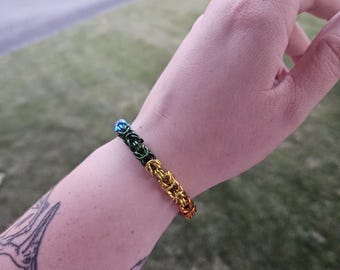 Rainbow chainmaille-armband, Pride, Byzantijns weefsel, armband van geanodiseerd aluminium.