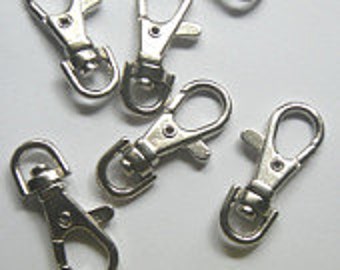 5 Large Swivel Clips, 39mm Silver-plated, 1.5"