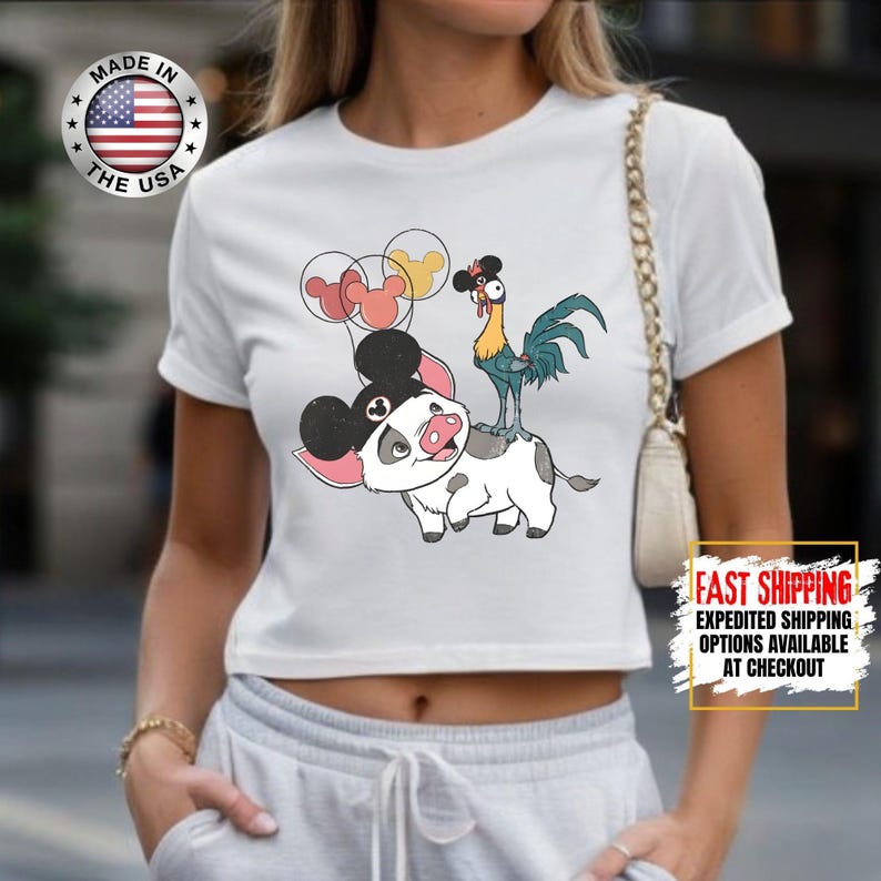 Hei Girl Hei Moana Crop Top, Disney Princess Moana Crop Top, Disney Trip, Disneyland Vacation Group Crop Tee image 1