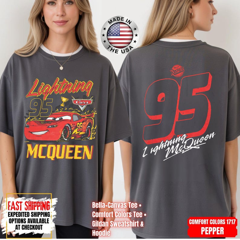 Vintage Lightning McQueen Comfort Colors Shirt, Disney Pixar Cars Shirt, Retro McQueen Graphic Tee, Disney Family Vacation Trip Shirt 2026 image 9