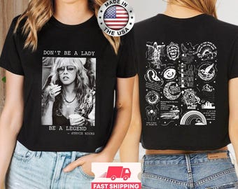 Top corto "No seas una dama, sé una leyenda", camiseta sin mangas de Stevie Nicks, camiseta sin mangas retro de Stevie Nicks (edición limitada), Next Level 1533, BC 8882