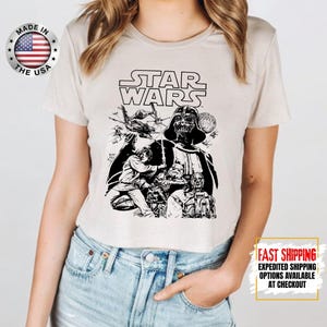 Top corto Disney Star Wars, camiseta corta Mandalorian, top corto Galaxy's Edge, Darth Vader, Chewbacca, Star Jedi, top corto Luke Skywalker imagen 1