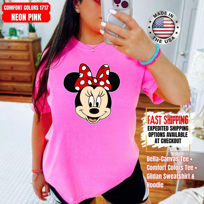 Disney Classic Minnie Mouse Shirt Retro Minnie T-Shirt for Disneyland Trip, Disneyland Holiday Family Matching Shirt, Disney Minnie Gift Tee image 10