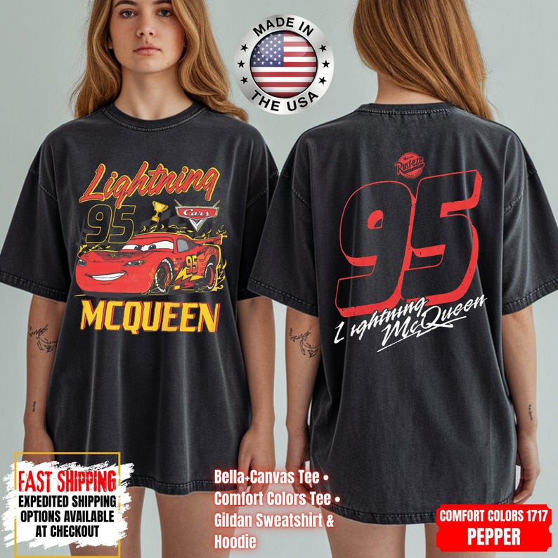 Vintage Lightning McQueen Comfort Colors Shirt, Disney Pixar Cars Shirt, Retro McQueen Graphic Tee, Disney Family Vacation Trip Shirt 2026 image 8