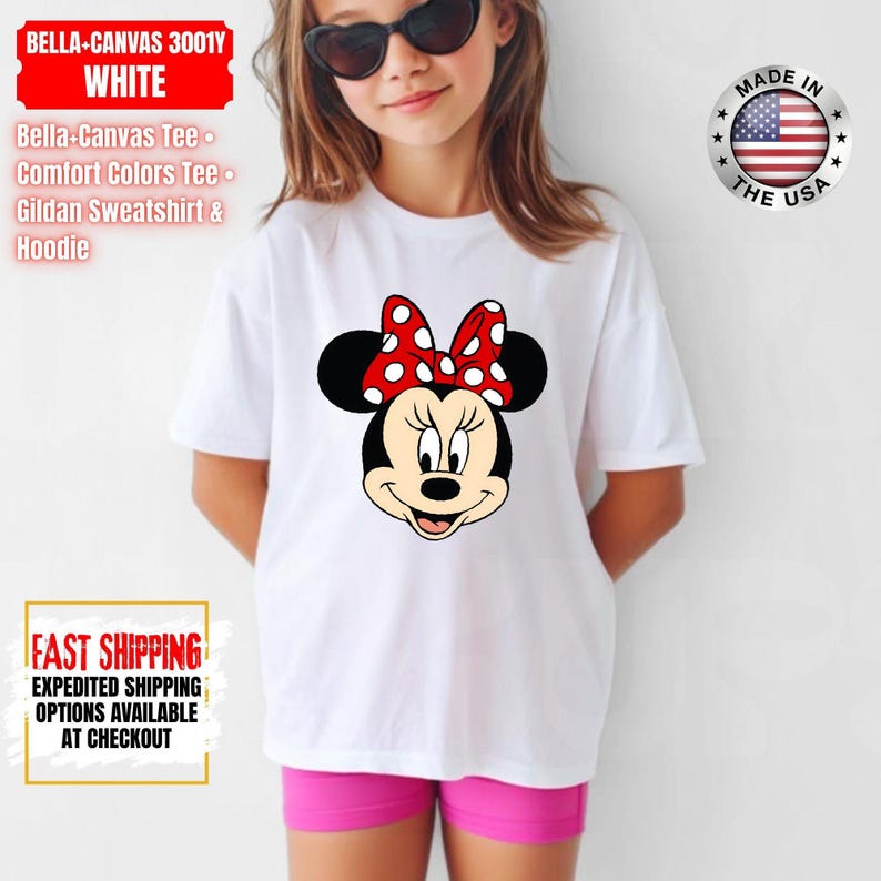 Disney Classic Minnie Mouse Shirt Retro Minnie T-Shirt for Disneyland Trip, Disneyland Holiday Family Matching Shirt, Disney Minnie Gift Tee image 1