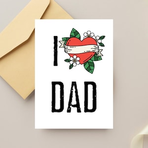 Carte imprimable pour la fête des pères | J'aime le design vintage papa | Téléchargement numérique pour la fête des pères | Carte de fête des pères à téléchargement immédiat