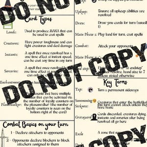 Magic the Gathering Rules Sheet – MTG Quick Reference (Digital Download)