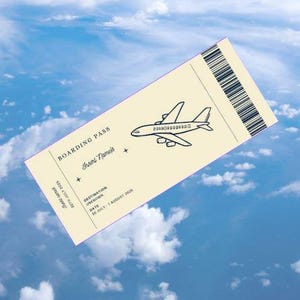 Editable Digital Boarding Pass Template | Instant Download | Printable Travel Ticket | Custom Vacation Announcement | Canva Template