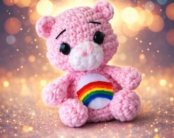Patrón de crochet de los Ositos Amorosos, Oso Arcoíris Rosa Amigurumi (Patrón PDF)