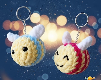 Patrón de crochet para llavero de abeja, colgante para bolso amigurumi (descarga digital en PDF)